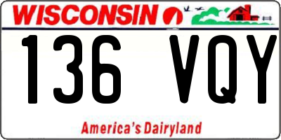 WI license plate 136VQY
