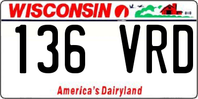 WI license plate 136VRD