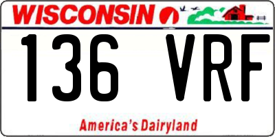 WI license plate 136VRF