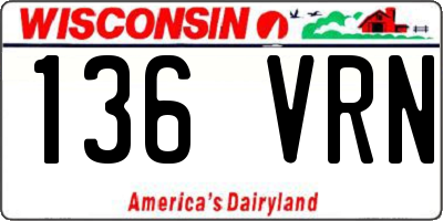 WI license plate 136VRN