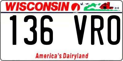 WI license plate 136VRO