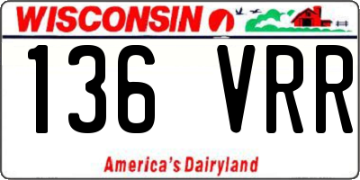 WI license plate 136VRR
