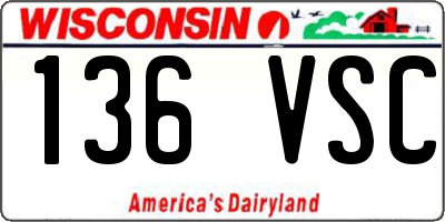 WI license plate 136VSC