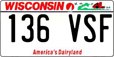 WI license plate 136VSF