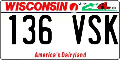 WI license plate 136VSK