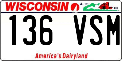 WI license plate 136VSM