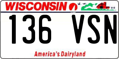 WI license plate 136VSN