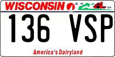 WI license plate 136VSP