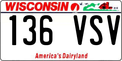 WI license plate 136VSV