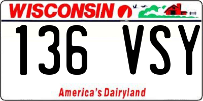 WI license plate 136VSY