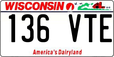 WI license plate 136VTE