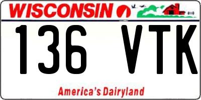 WI license plate 136VTK