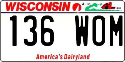 WI license plate 136WOM