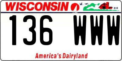 WI license plate 136WWW