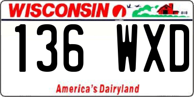 WI license plate 136WXD