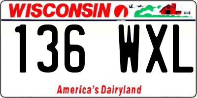 WI license plate 136WXL