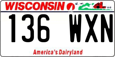 WI license plate 136WXN