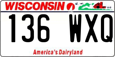 WI license plate 136WXQ
