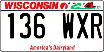WI license plate 136WXR