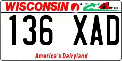 WI license plate 136XAD