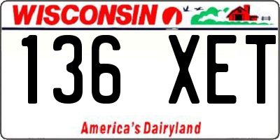 WI license plate 136XET