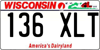 WI license plate 136XLT