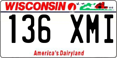 WI license plate 136XMI