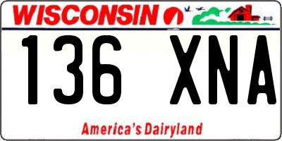 WI license plate 136XNA