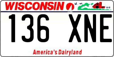 WI license plate 136XNE