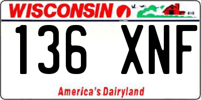 WI license plate 136XNF