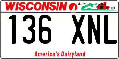WI license plate 136XNL