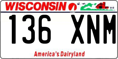 WI license plate 136XNM