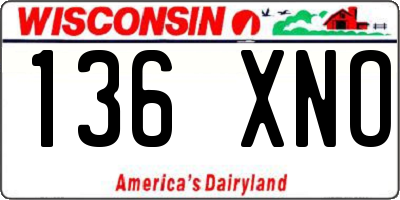 WI license plate 136XNO