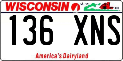 WI license plate 136XNS