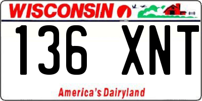 WI license plate 136XNT