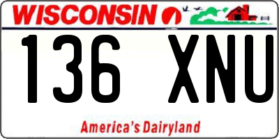 WI license plate 136XNU