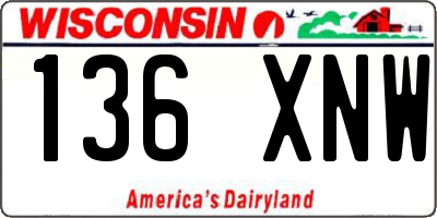 WI license plate 136XNW