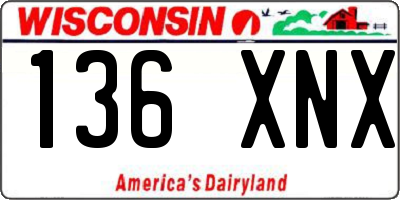 WI license plate 136XNX
