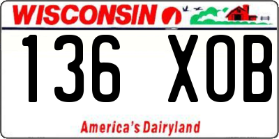 WI license plate 136XOB