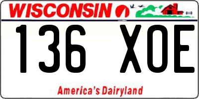 WI license plate 136XOE