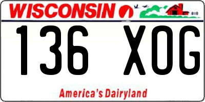 WI license plate 136XOG