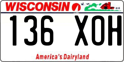 WI license plate 136XOH