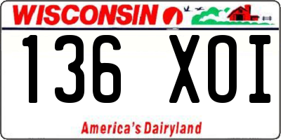 WI license plate 136XOI