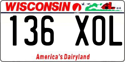 WI license plate 136XOL