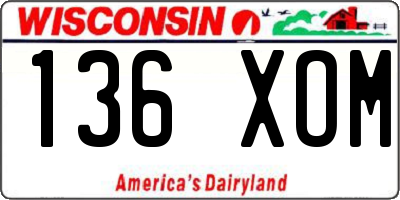 WI license plate 136XOM
