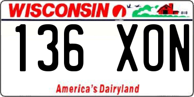WI license plate 136XON