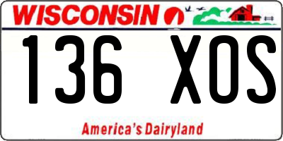 WI license plate 136XOS