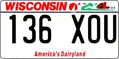 WI license plate 136XOU