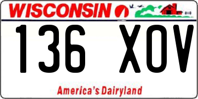 WI license plate 136XOV