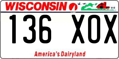 WI license plate 136XOX